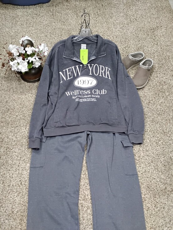 No Boundaries Pants - 4056 Size XL No Boundries 2 Piece Grey Fleece Pant Set
